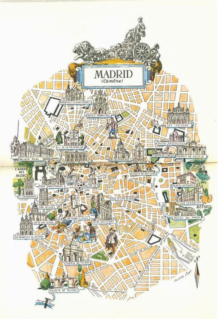 Madrid In Spain Map Madrid Map Book Illustration City Map Art by Jacques Liozu