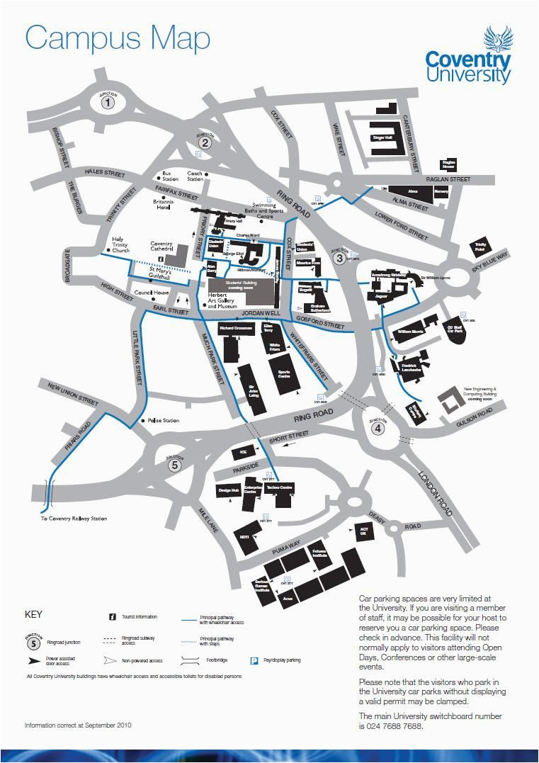 Map Coventry England Campus Map Information Card Edition Campus Map Coventry