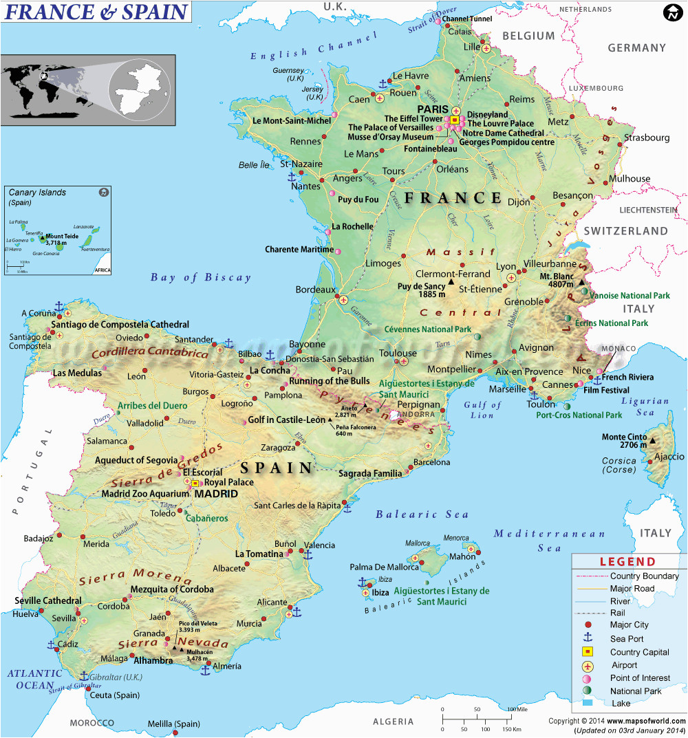 Map France Spain Border Map Of France and Spain