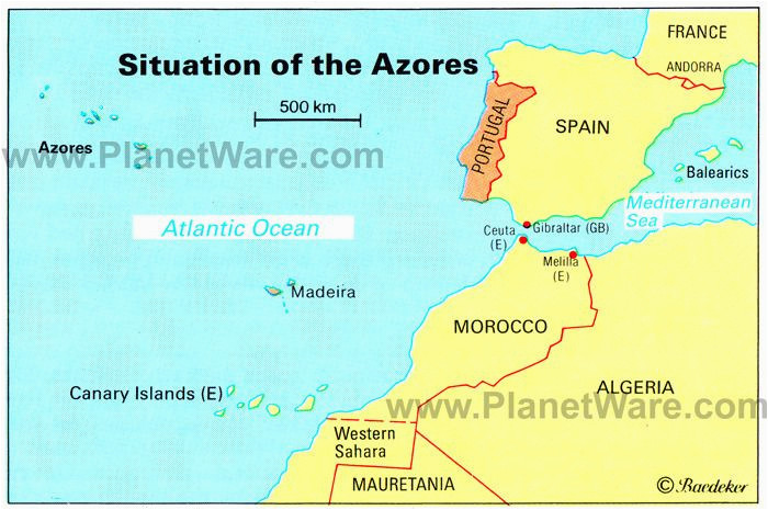 Map Morocco and Spain Azores islands Map Portugal Spain Morocco Western Sahara