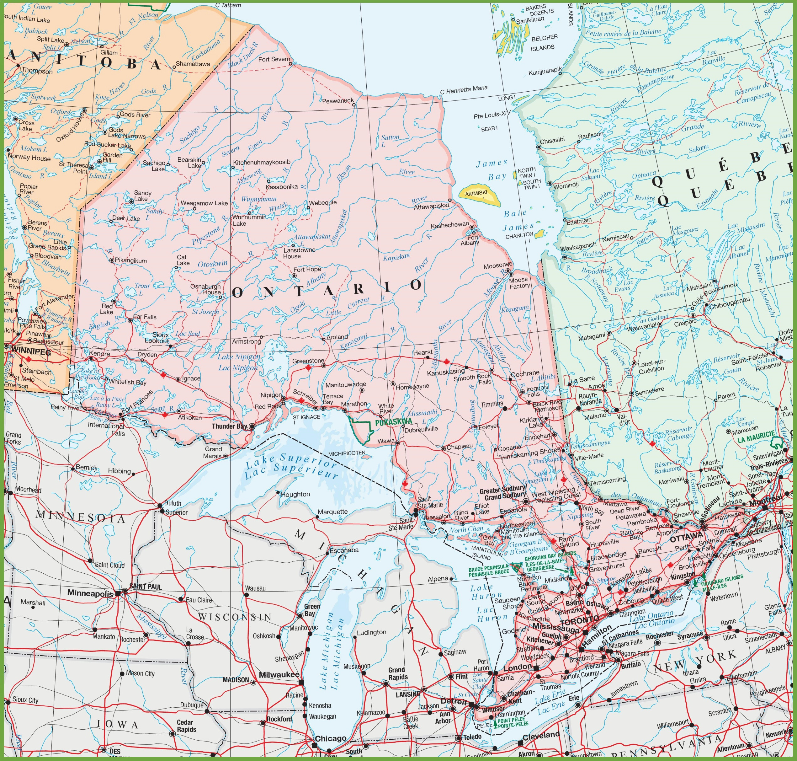 Map northern Ontario Canada Map Of Ontario with Cities and towns