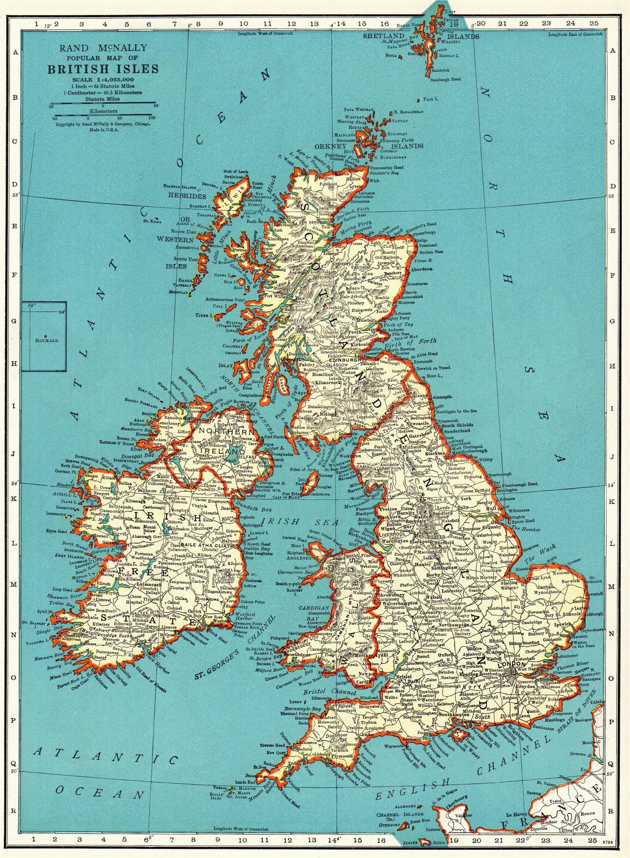 Map O England 1937 Vintage British isles Map Antique United Kingdom Map
