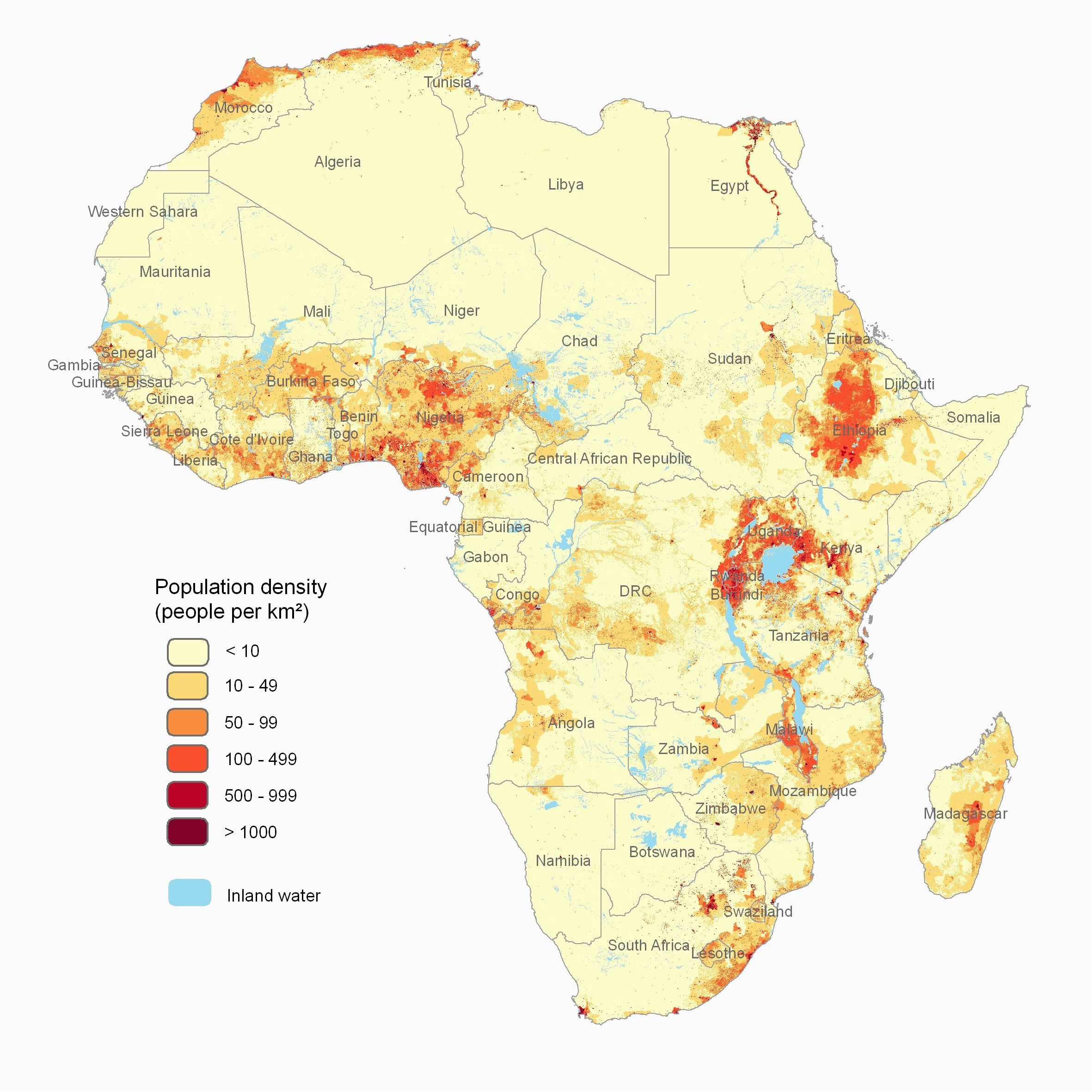 Map Of Africa and Spain Population Density Map Of Africa Maps and Maps and Maps