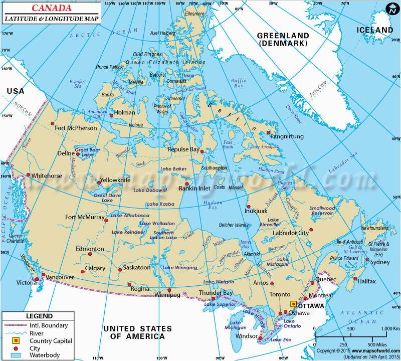 Map Of Canada with Latitude and Longitude Lines Map Of Canada with Latitude and Longitude Download them