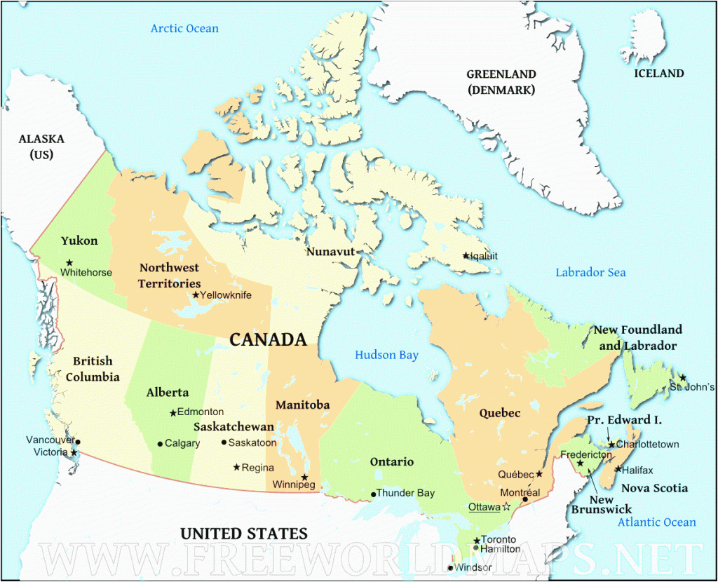 Map Of Canada with Major Cities and Capitals Canada All Types Of Maps