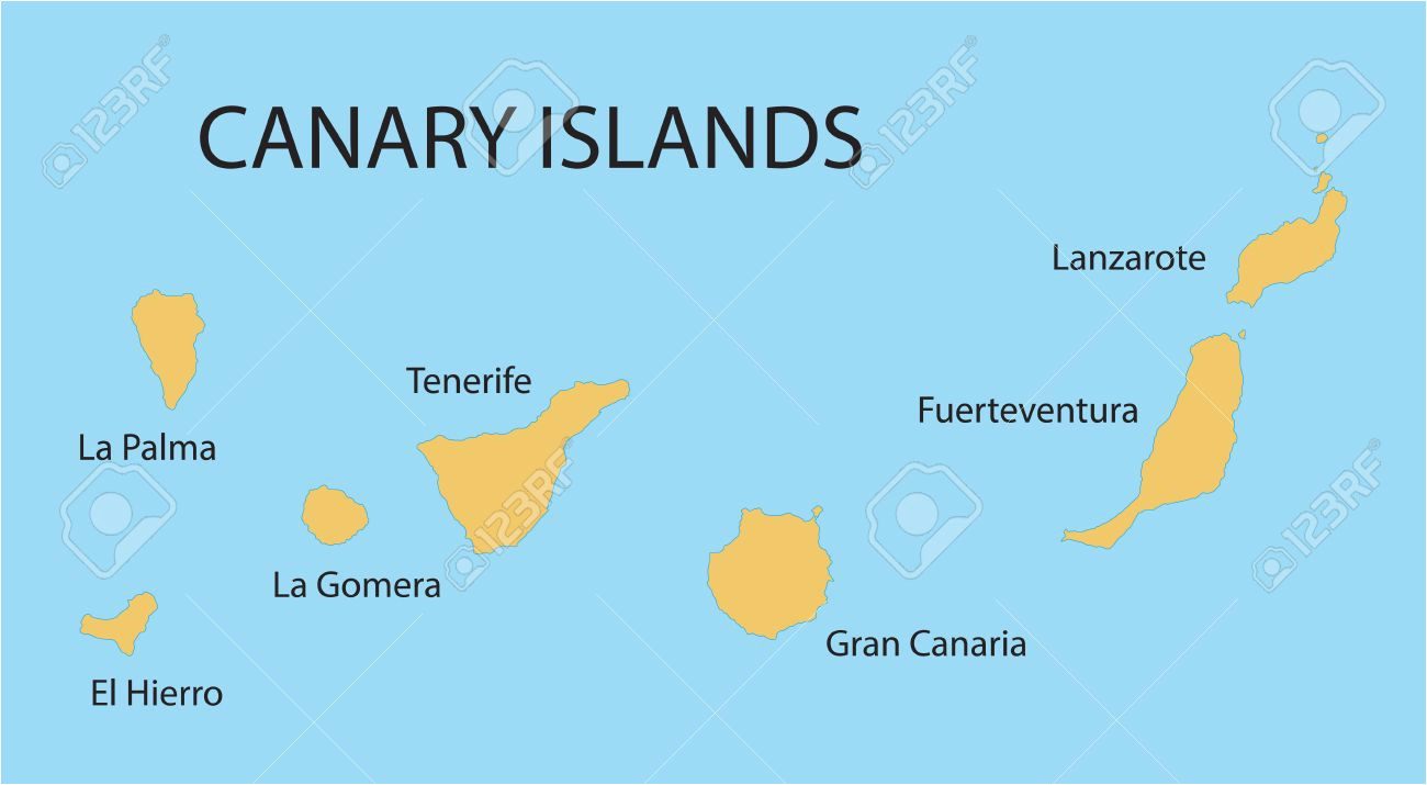 Map Of Canary islands and Spain Yellow Map Of Canary islands