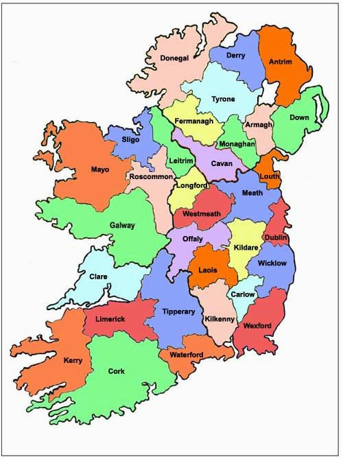 Map Of County Down Ireland Map Of Ireland Ireland Map Showing All 32 Counties Ireland In