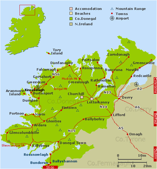 Map Of Donegal County Ireland Map Of Donegal tourist attractions Download them and Print