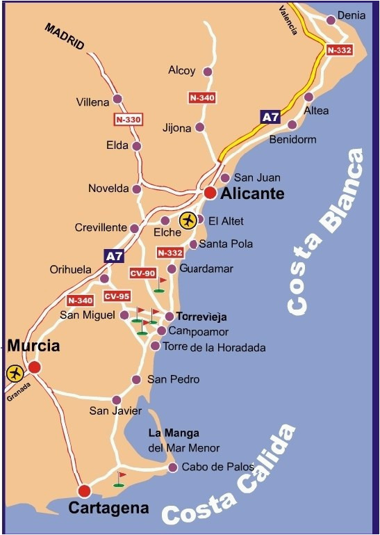 Map Of Eastern Spain Detailed Map Of East Coast Of Spain Twitterleesclub