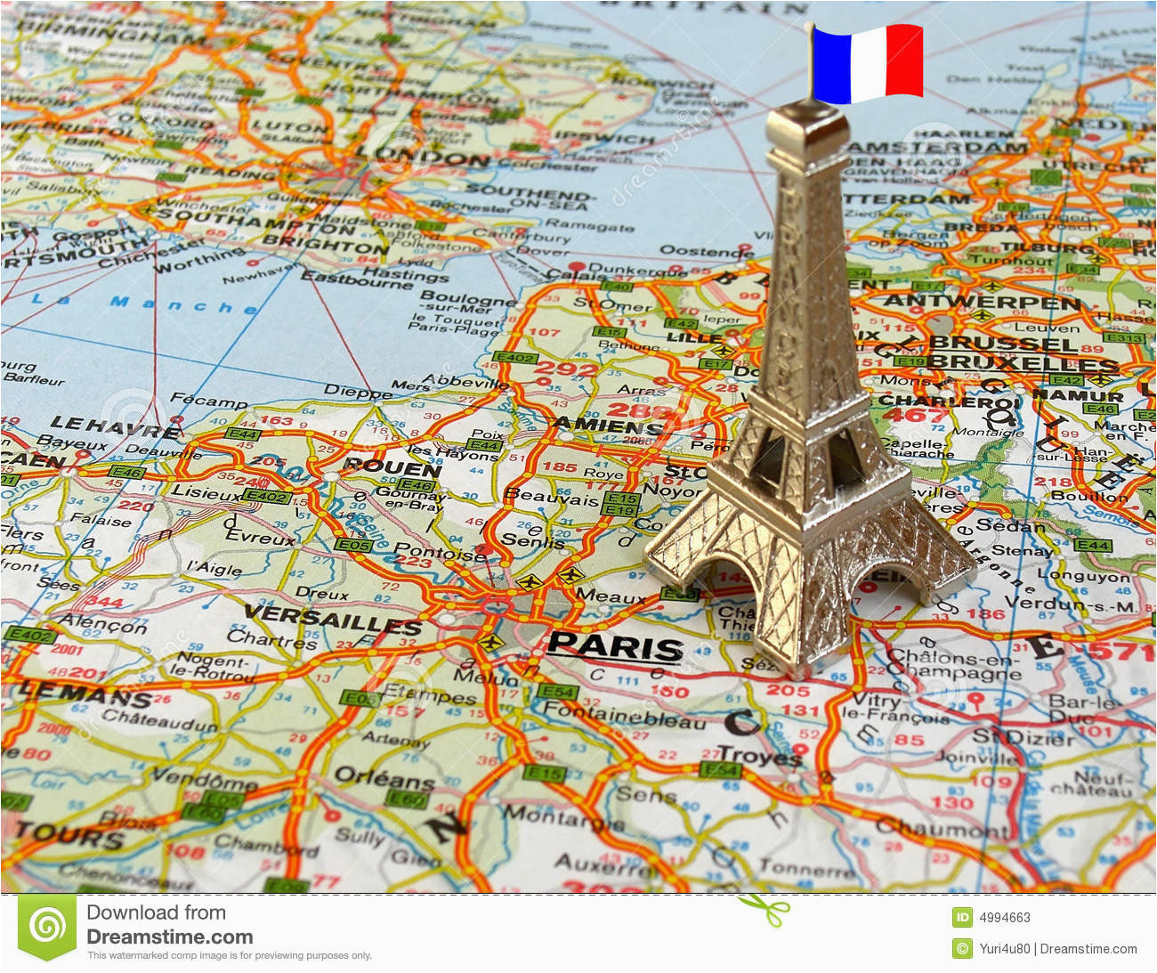 Map Of Eiffel tower Paris France Eiffel tower On Map Stock Image Image Of Monument attraction 4994663