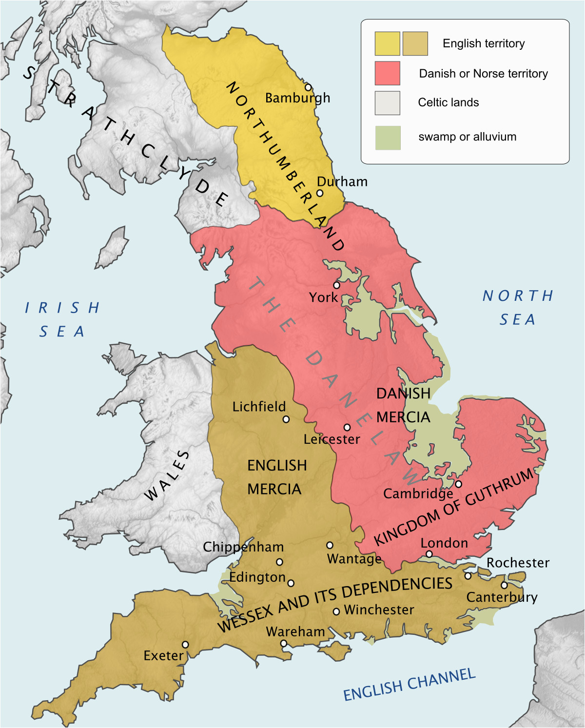 Map Of England Divided Into Regions Danelaw Wikipedia