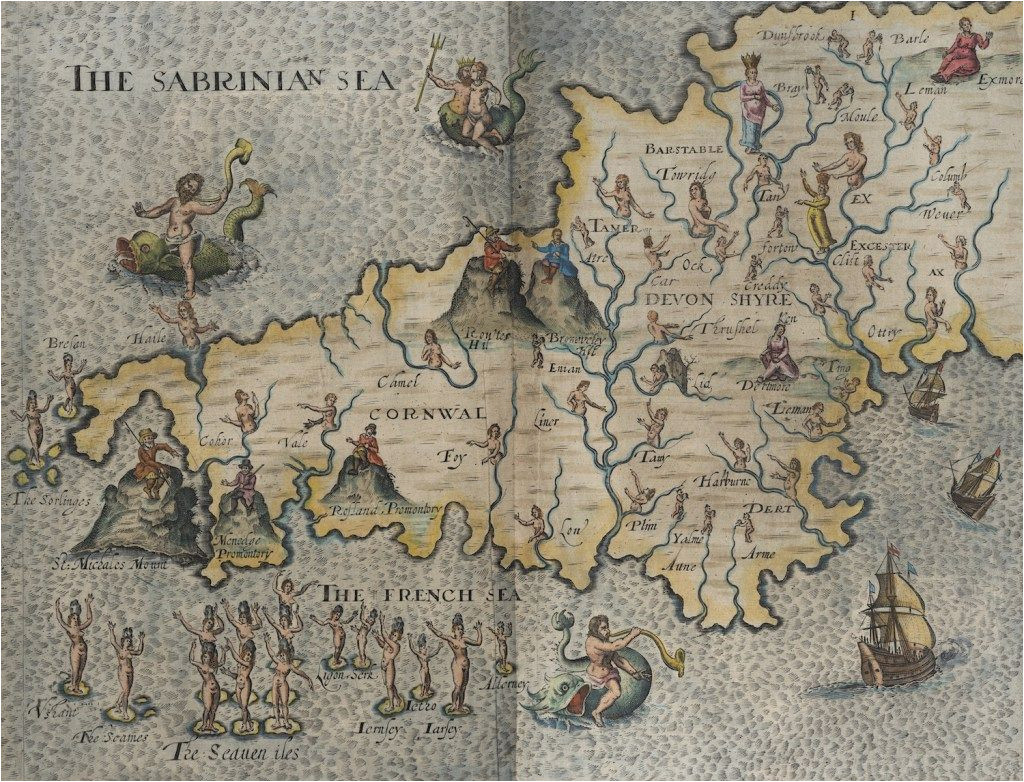 Map Of England In 1600 Hand Drawn Map Of Cornwall and Devonshire From the 1600 S