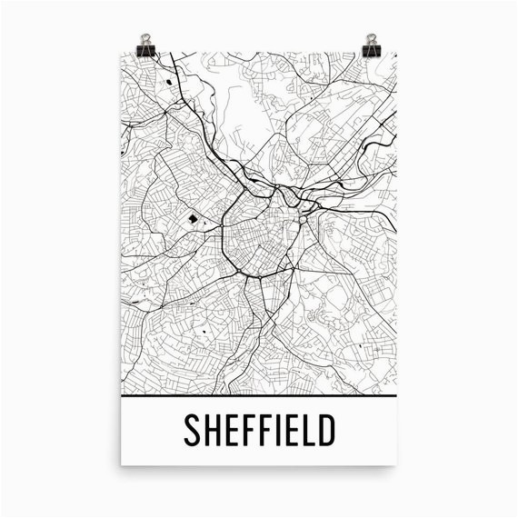 Map Of England Sheffield Sheffield Map Sheffield Art Sheffield Print Sheffield England