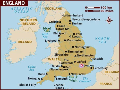 Map Of England Showing London Map Of England