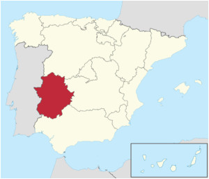 Map Of Extremadura Spain Autonomous Community Of Extremadura Spain Genealogy