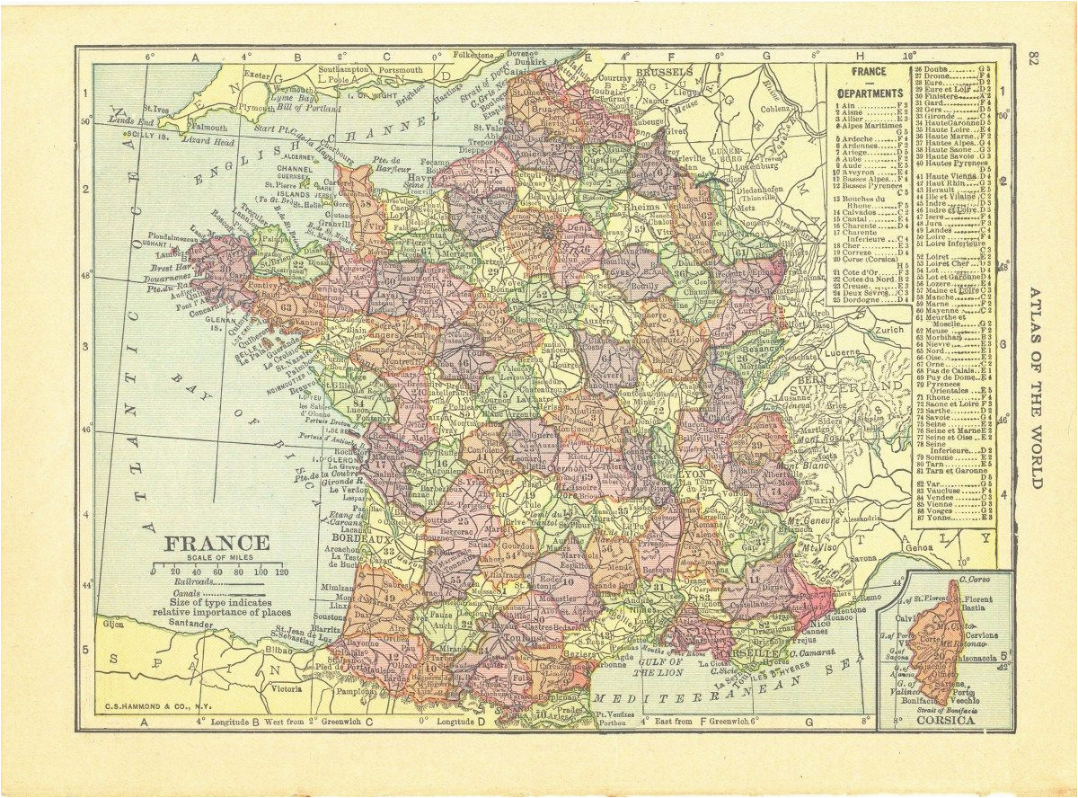 Map Of France 1914 1914 Security Handy atlas Vintage Map Pages France On One Side and