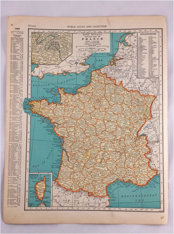 Map Of France and Germany with Cities 1937 Map Of France Antique Map Of France 81 Yr Old