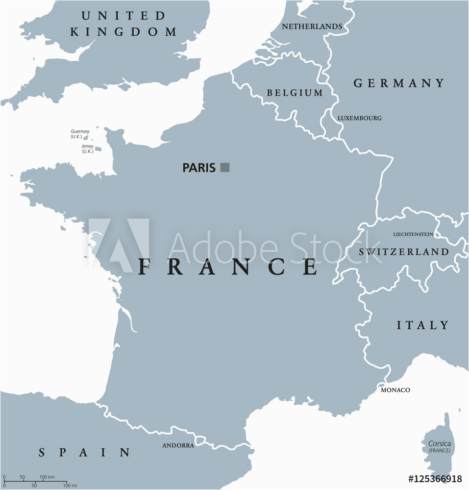 Map Of France and Neighbouring Countries Fotografie Obraz France Political Map with Capital Paris Corsica