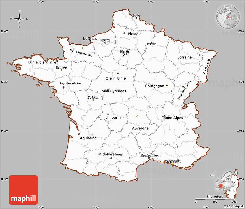 Map Of France for Kids Gray Simple Map Of France Cropped Outside