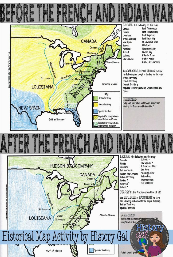 Map Of France Labeled French and Indian War Map Activity American Revolution