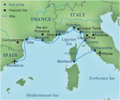 Map Of France Ports Map Of Italy and Surrounding areas Cruising the Rivieras Of Italy