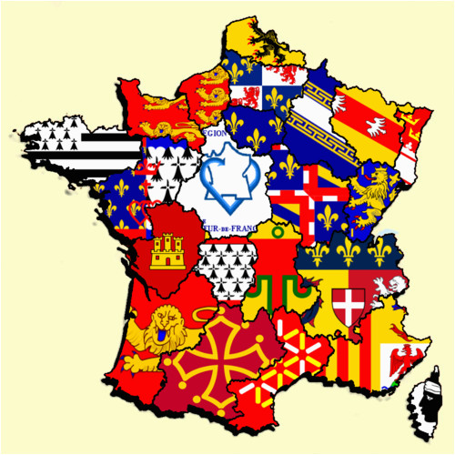 Map Of France with Provinces French Regions Flag Map by Heersander Heritage France Map