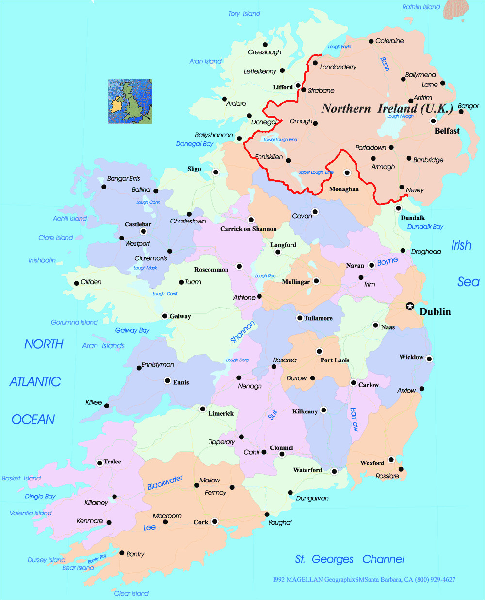 Map Of Ireland Counties and towns Ireland Map with Counties and towns Google Search