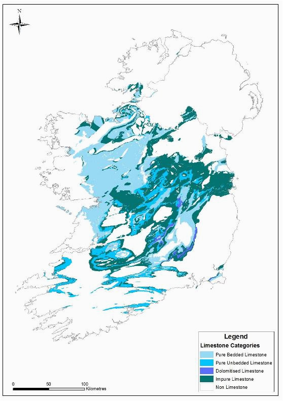 Map Of Ireland Showing Rivers Karst In Ireland