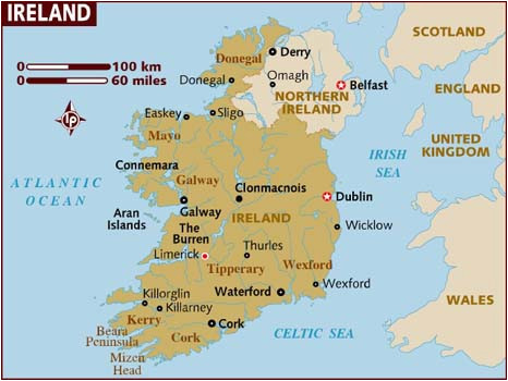 Map Of Ireland Showing towns Map Of Ireland