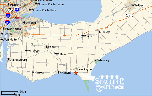 Map Of Leamington Ontario Canada Directions Seacliffe Innseacliffe Inn