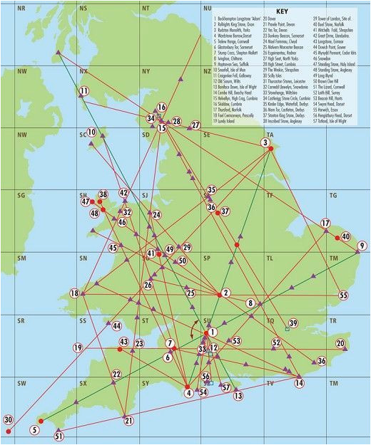 Map Of Ley Lines In England A Map Of Englands Ley Lines and A Key Of Sacred Sites that