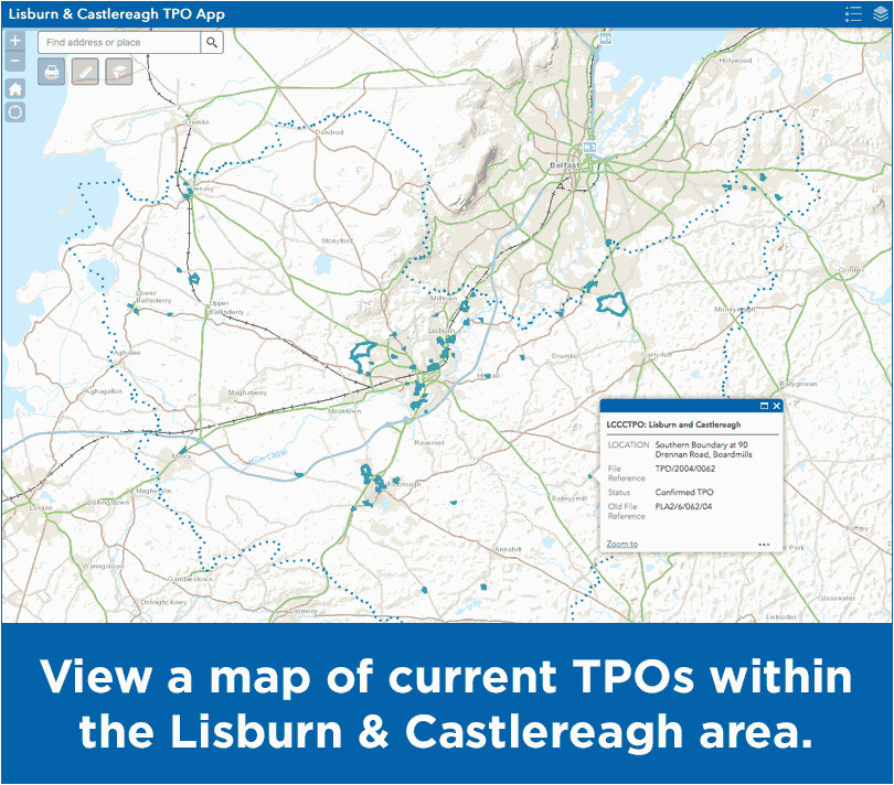 Map Of Lisburn northern Ireland Trees In the Council area Lisburn Castlereagh