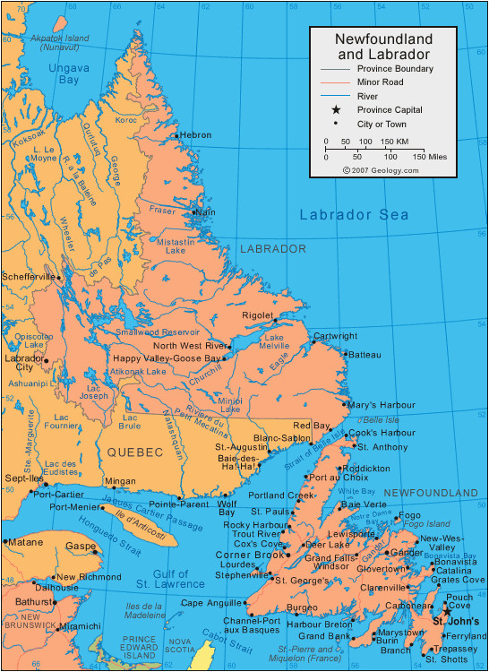 Map Of Maritimes Canada Newfoundland and Labrador East Coast Of Canada In the