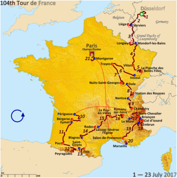 Map Of Mountains In France 2017 tour De France Wikipedia
