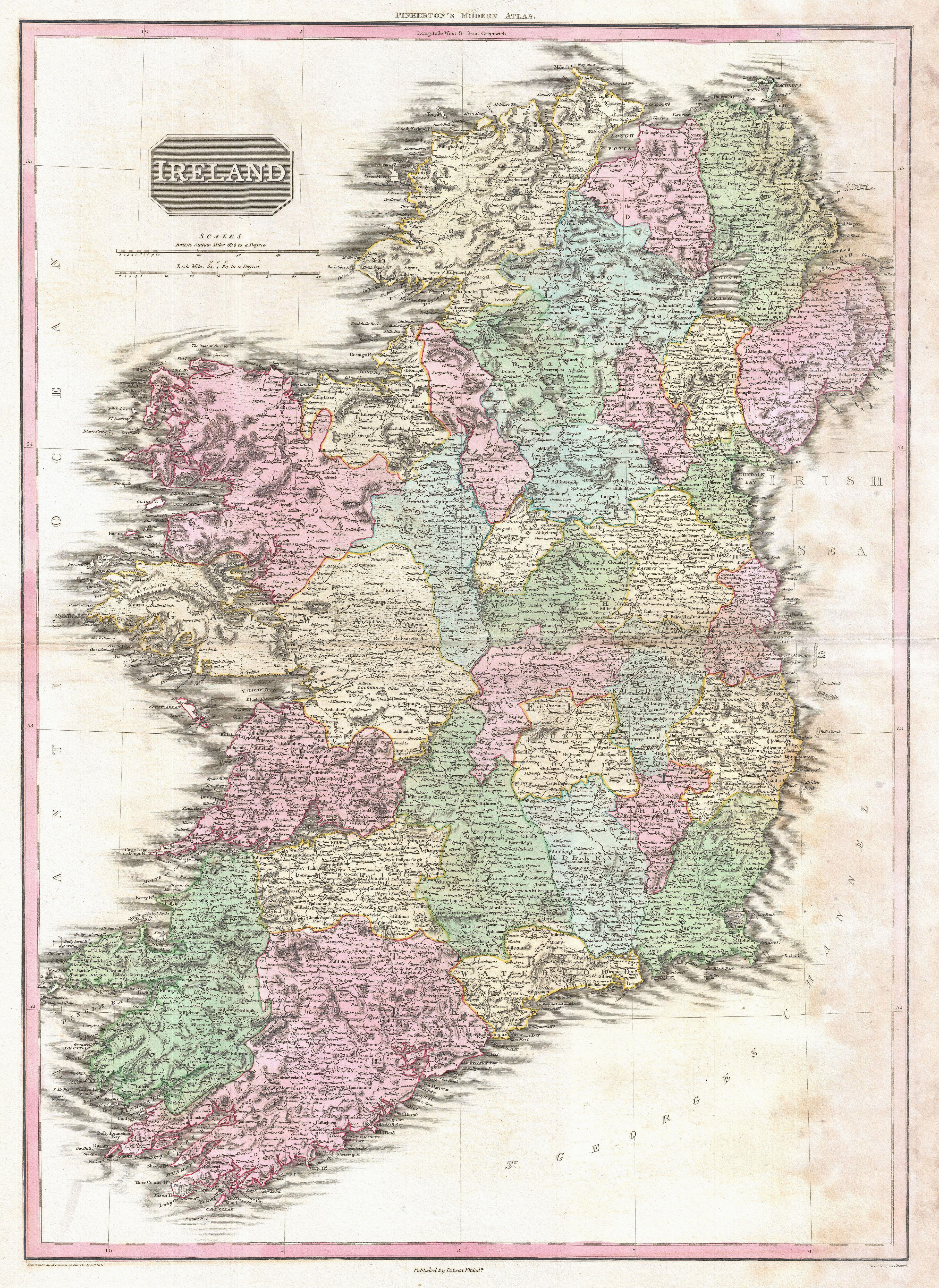 Map Of Mountains In Ireland File 1818 Pinkerton Map Of Ireland Geographicus Ireland