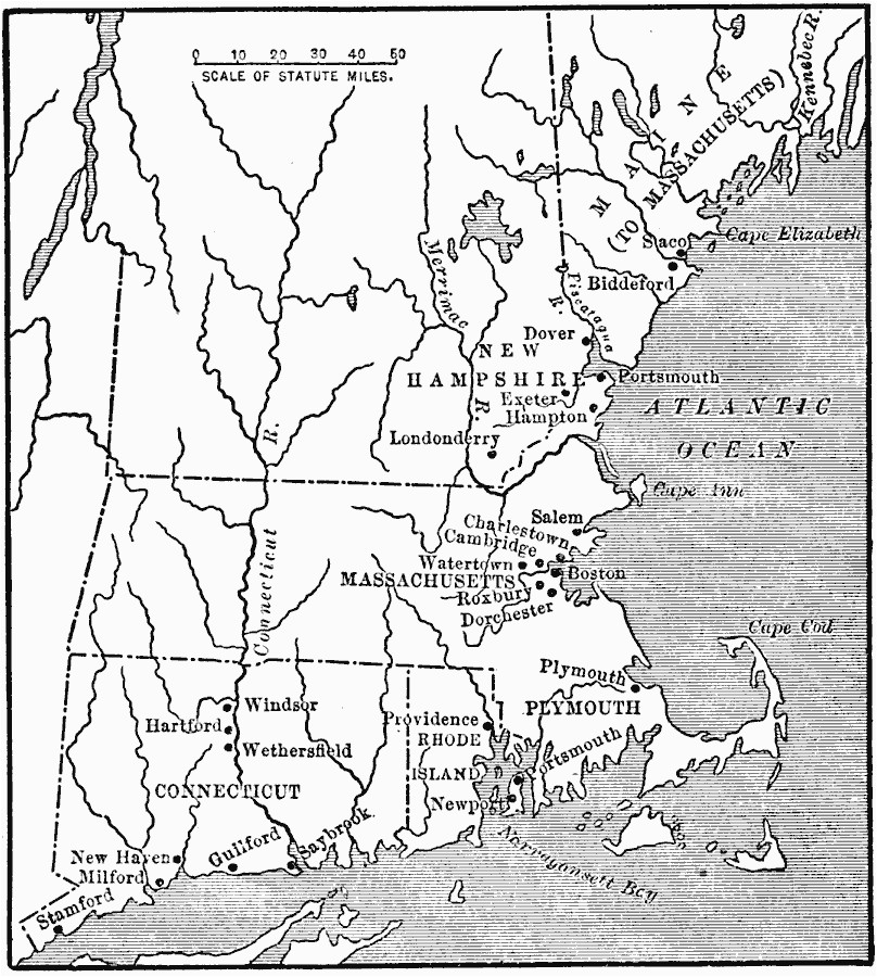Map Of New England Colonies 1600s the New England Colonies In the 1600s Great Maps Genealogy