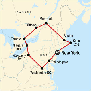 Map Of New York and Canada Canada tours Travel G Adventures