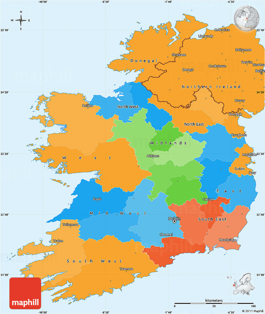 Map Of north East Ireland Political Simple Map Of Ireland