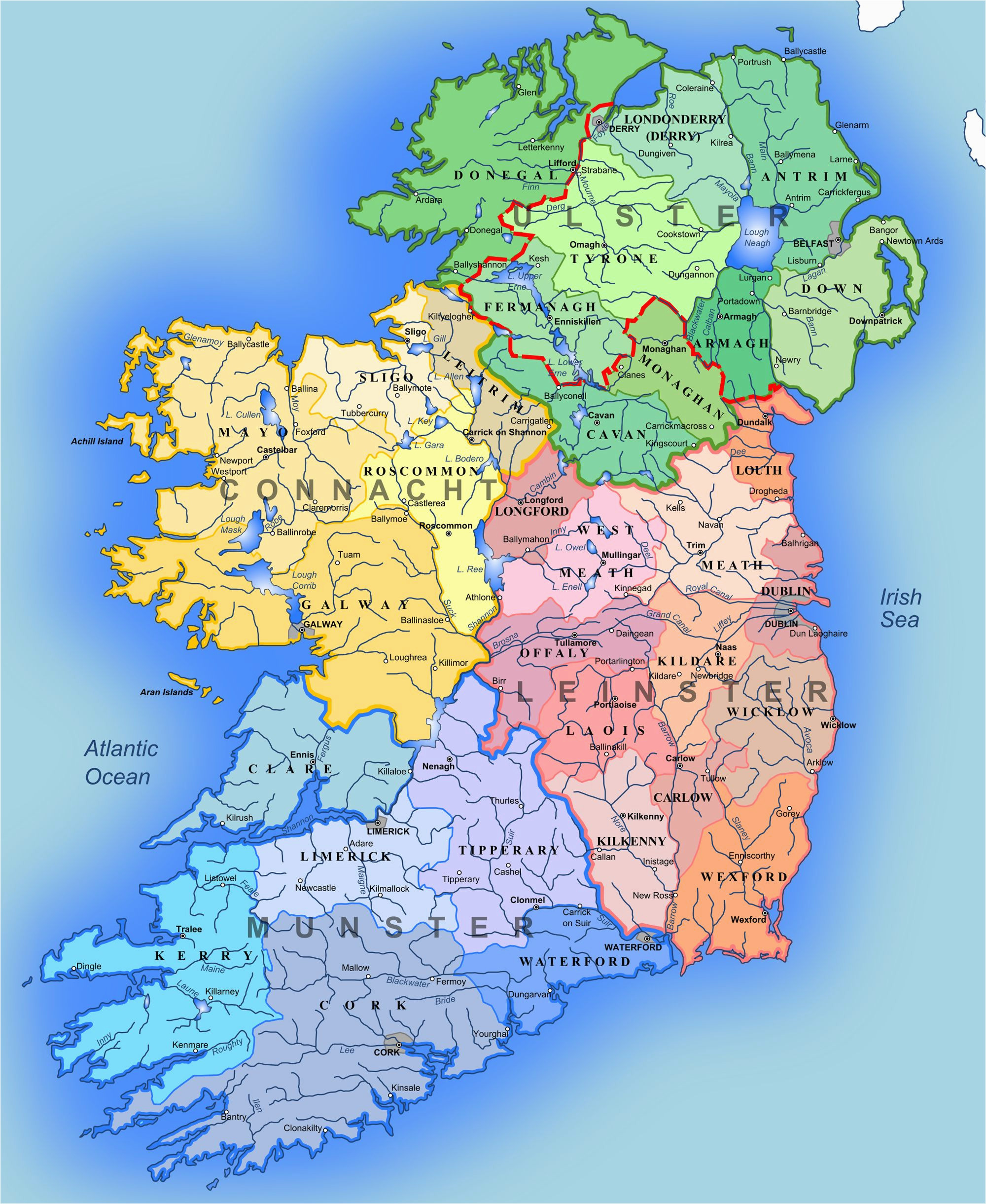 Map Of northern Ireland and Republic Of Ireland Detailed Large Map Of Ireland Administrative Map Of Ireland