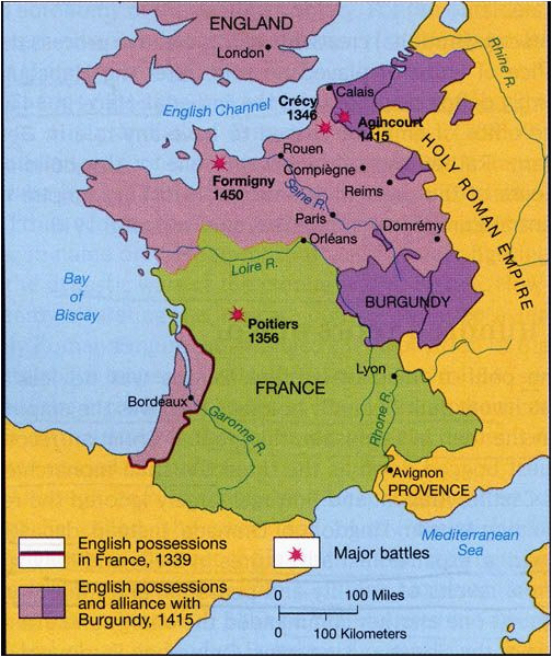 Map Of Occupied France 100 Years War Map History Britain Plantagenet 1154 1485
