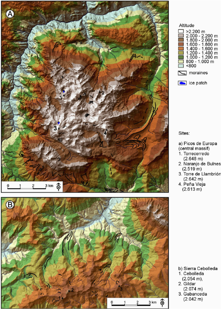 Map Of Picos De Europa Spain Location Of Moraine Landforms A Picos De Europa Cantral