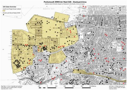 Map Of Portsmouth England Bombfall Gis Q Sites Portsmouth Map Vintage World Maps