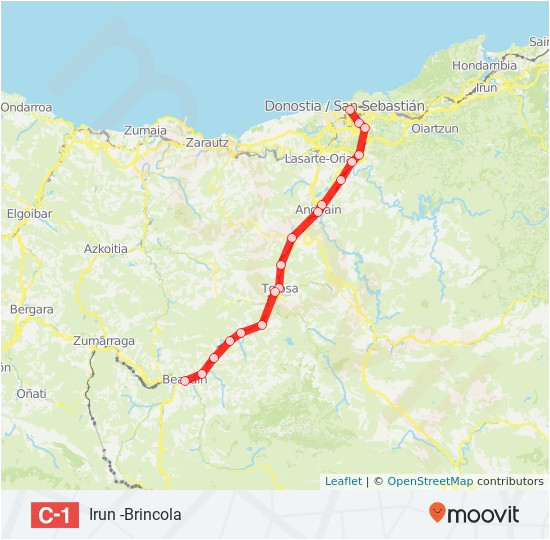 Map Of San Sebastian Spain C1 Route Time Schedules Stops Maps San Sebastian Donostia