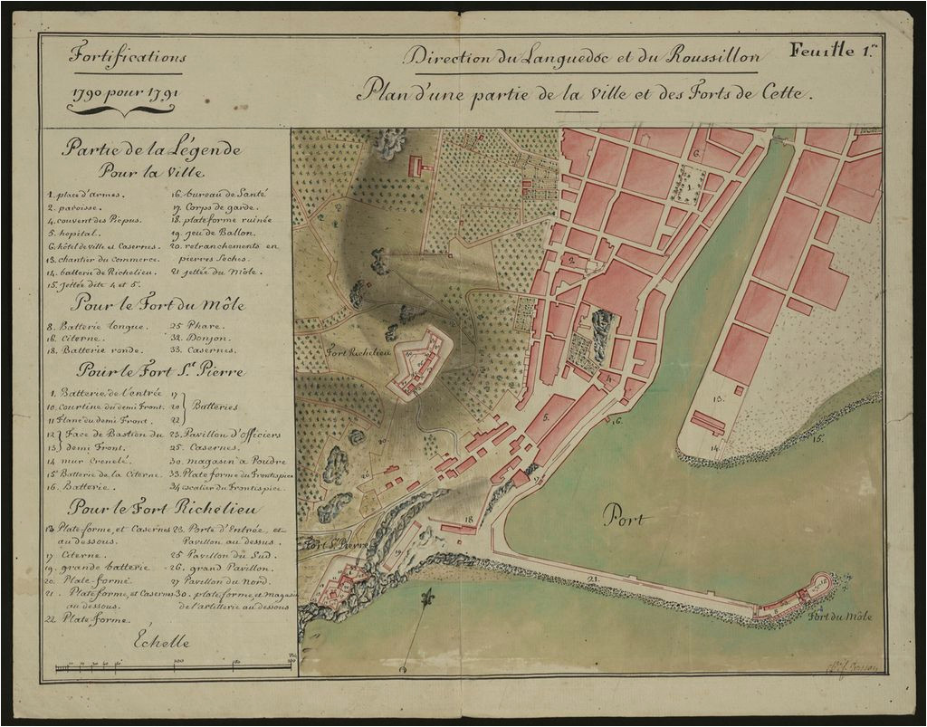 Map Of Sete France File Plan Du Port De Sa Te Et De Ses forts 1790 Archives