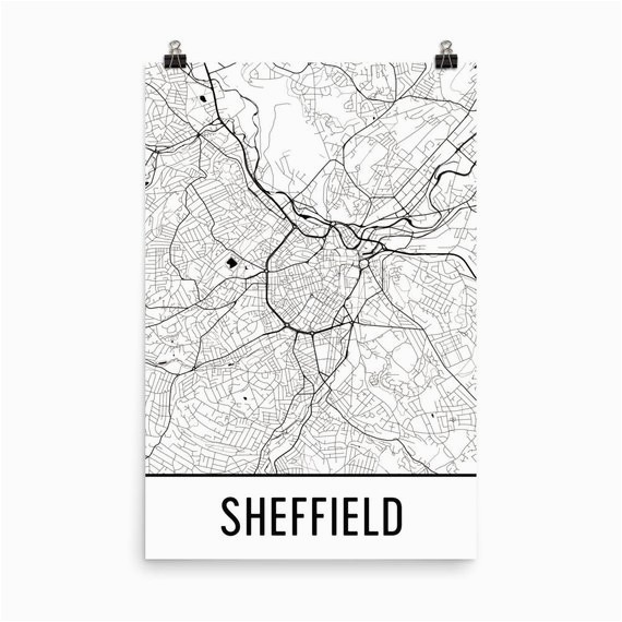 Map Of Sheffield England Sheffield Map Sheffield Art Sheffield Print Sheffield