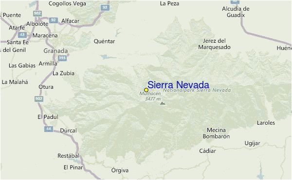 Map Of Sierra Nevada Spain Sierra Nevada Pra Vodce Po Sta Edisku Mapa Lokaca Sierra