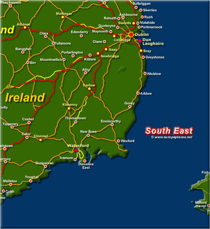 Map Of south East Ireland Map Of Ireland south East