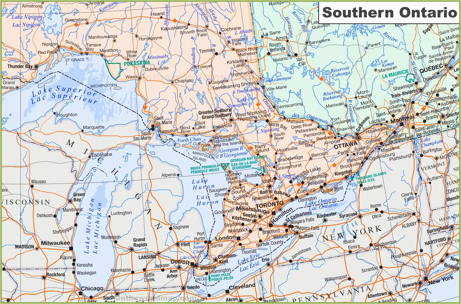 Map Of south Ontario Canada Map Of southern Ontario