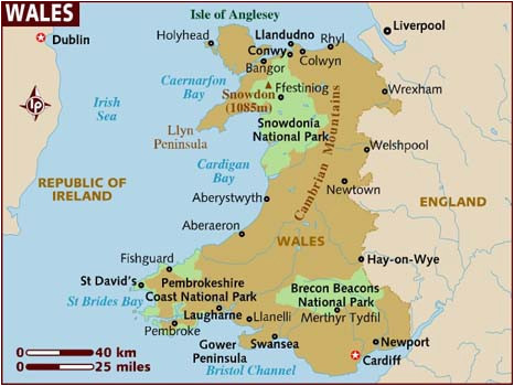 Map Of south West England and Wales Map Of Wales