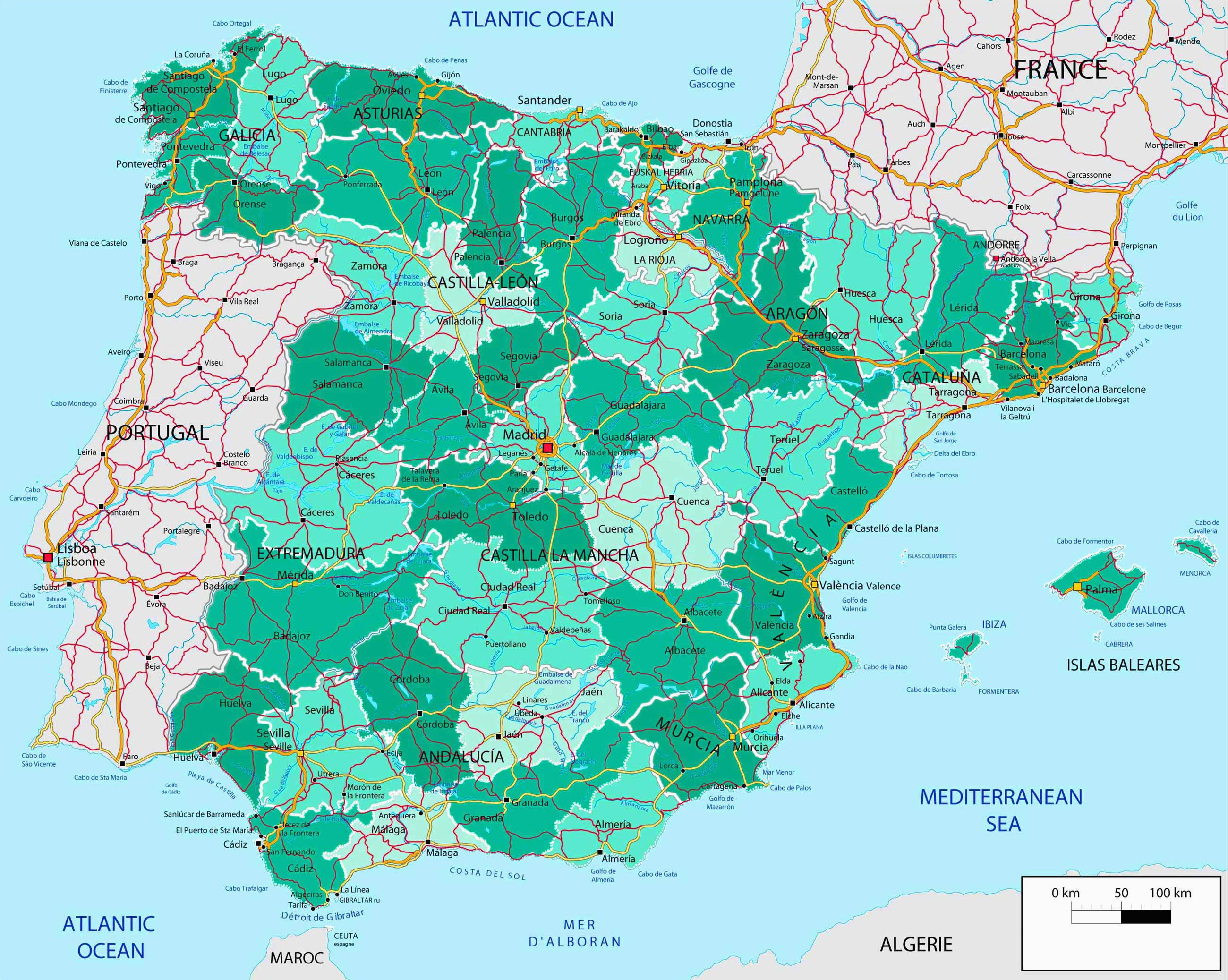 Map Of south West France and northern Spain Map Of northern Spain and southern France 83313